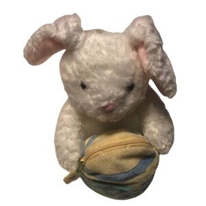 🟢 Egg Hunt Bunny 7" Stuffed Plush Animal White Easter Rabbit Tag Hallmark